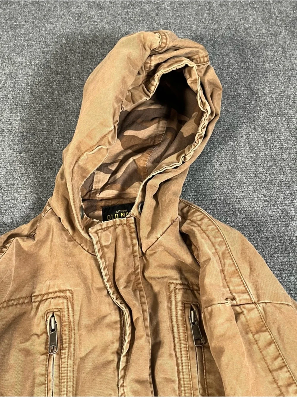 Vintage Old Navy Jacket Boys Xl Tan Y2K 90s Canvas Chore Barn Work Wear Utility - Picture 2 of 9